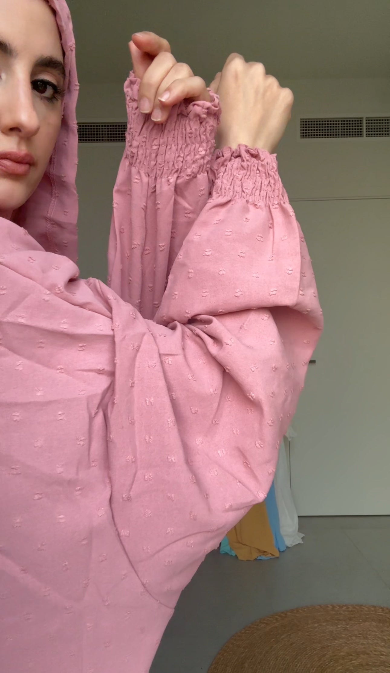 Baby pink burqa with pink dots