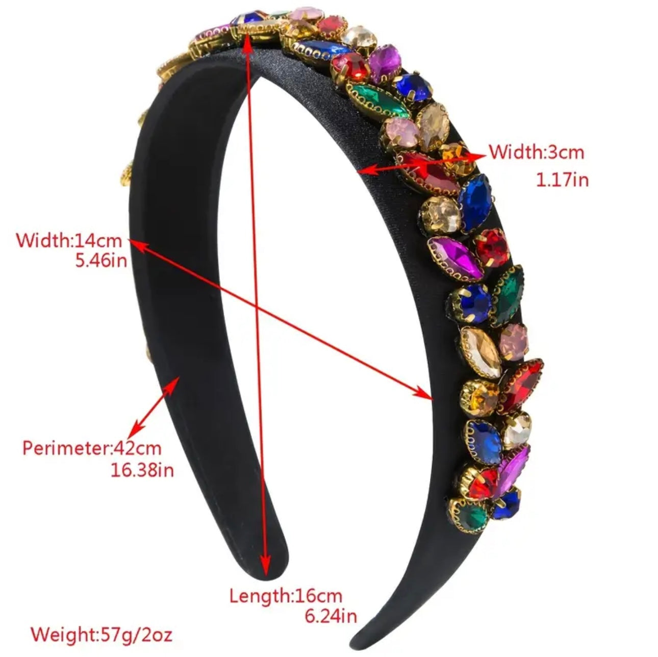 Black with colorful diamond Beadwork Alice Band