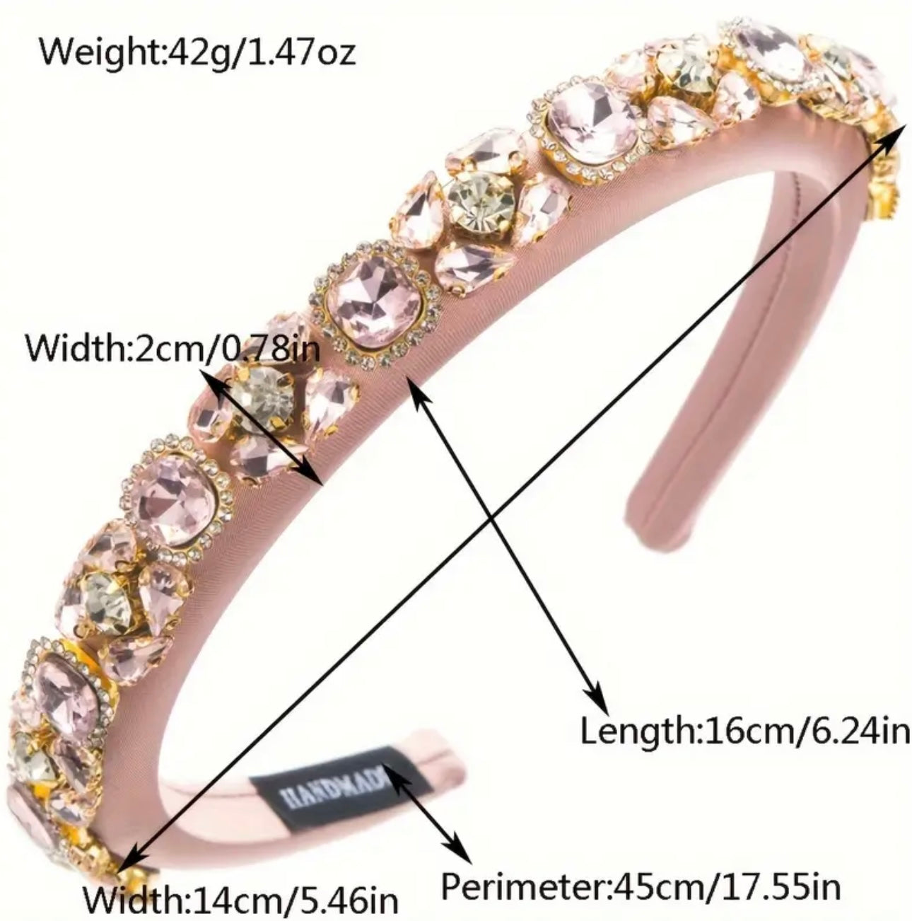 Light Pink Beadwork Alice Band