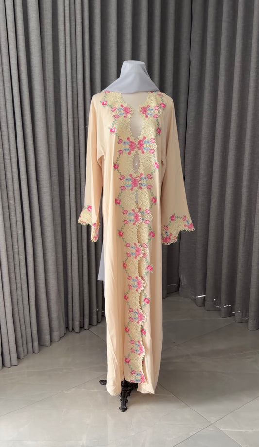 Beige Lace Abayah