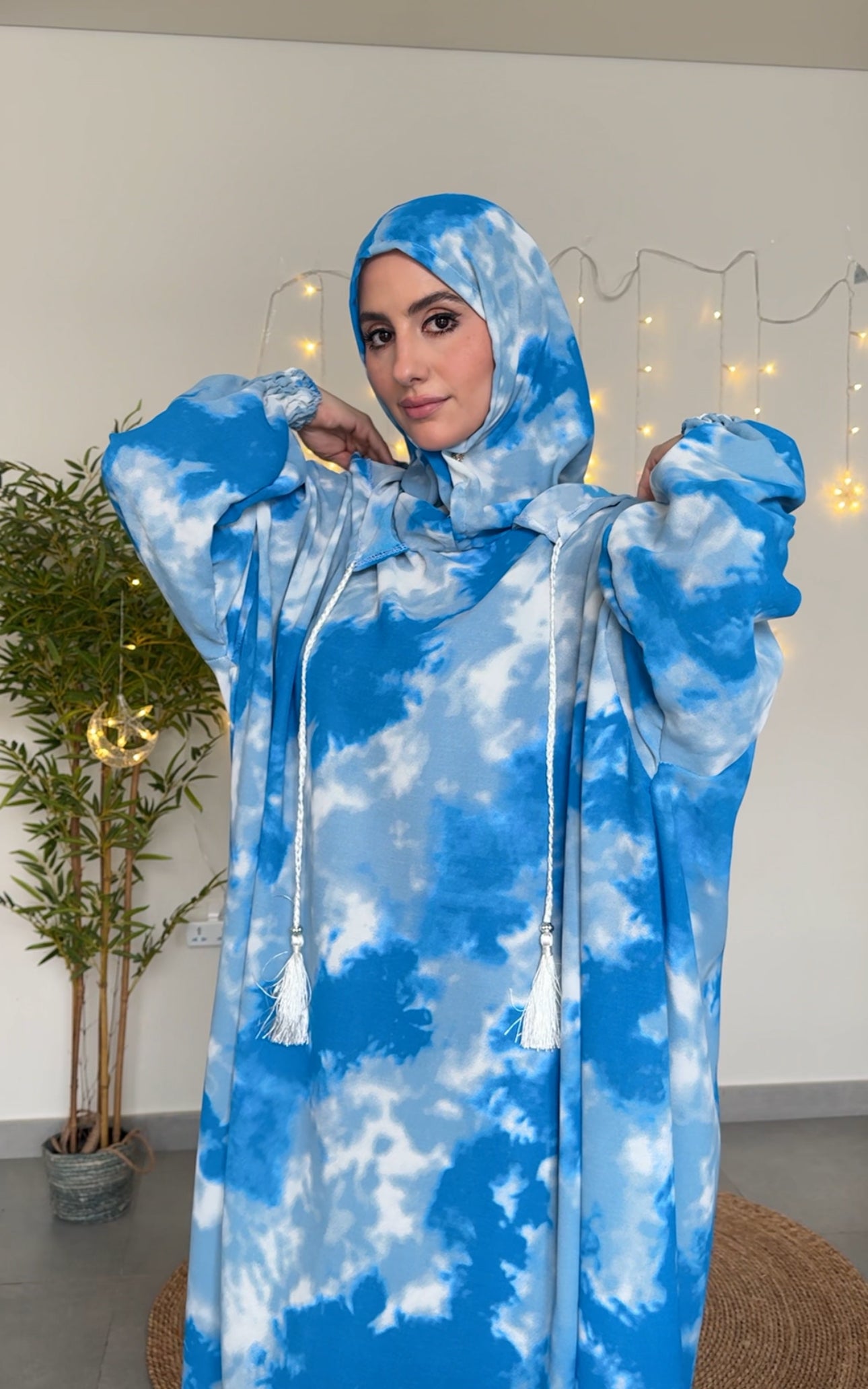 Light blue cloud burqa