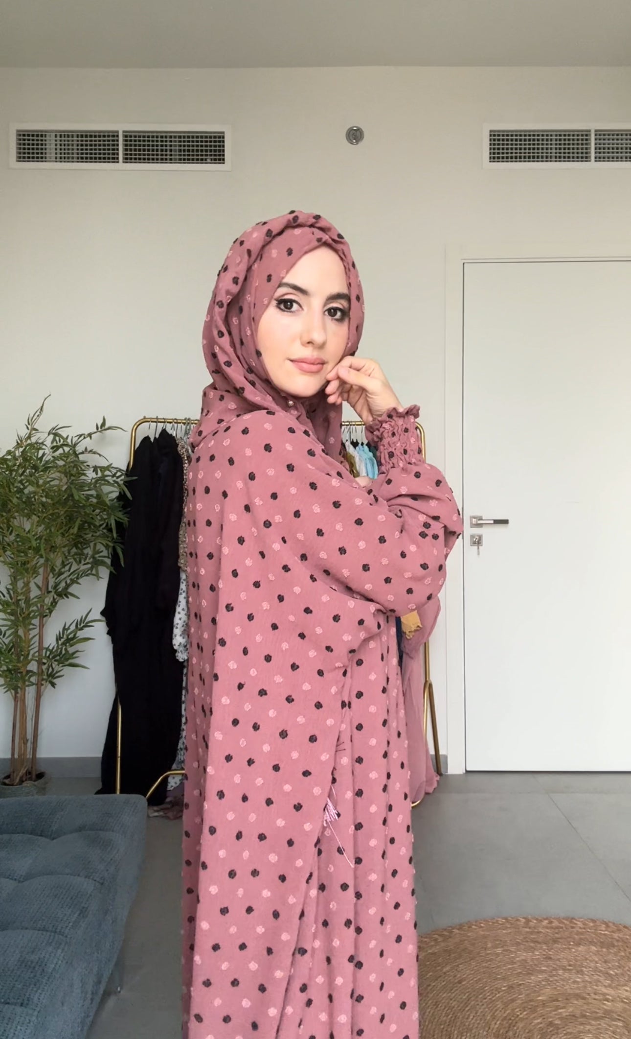 Charisma Coral burqa with black dots