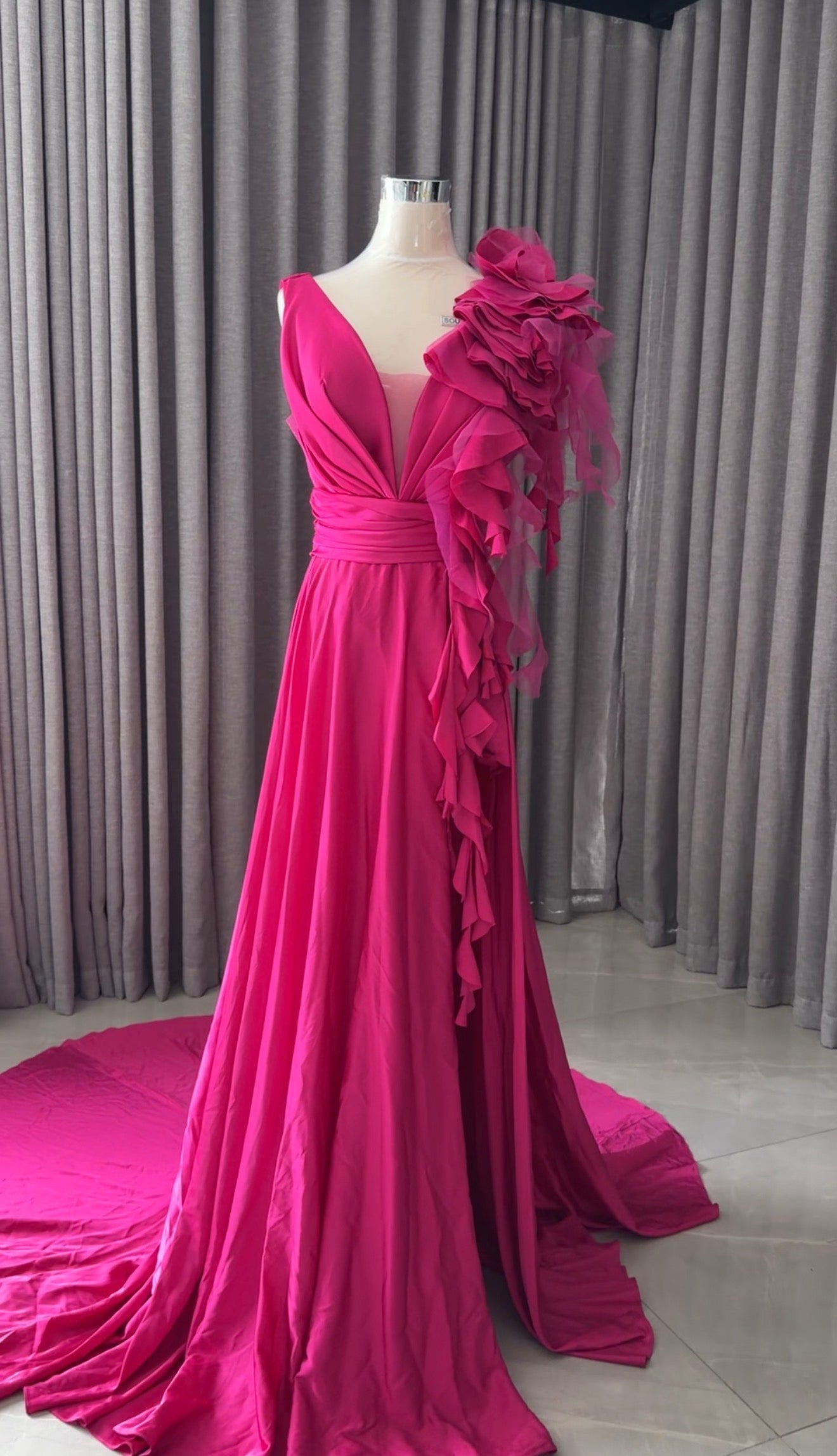 Pink floral bridal dress