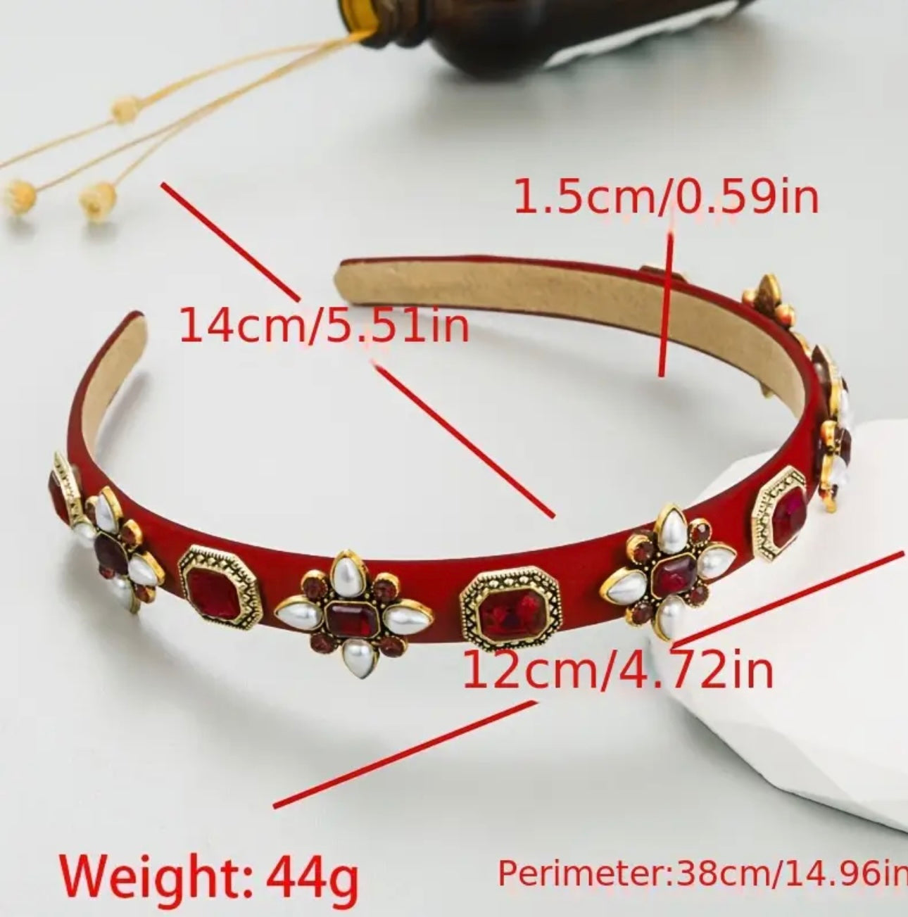 Red with beads Alice Band