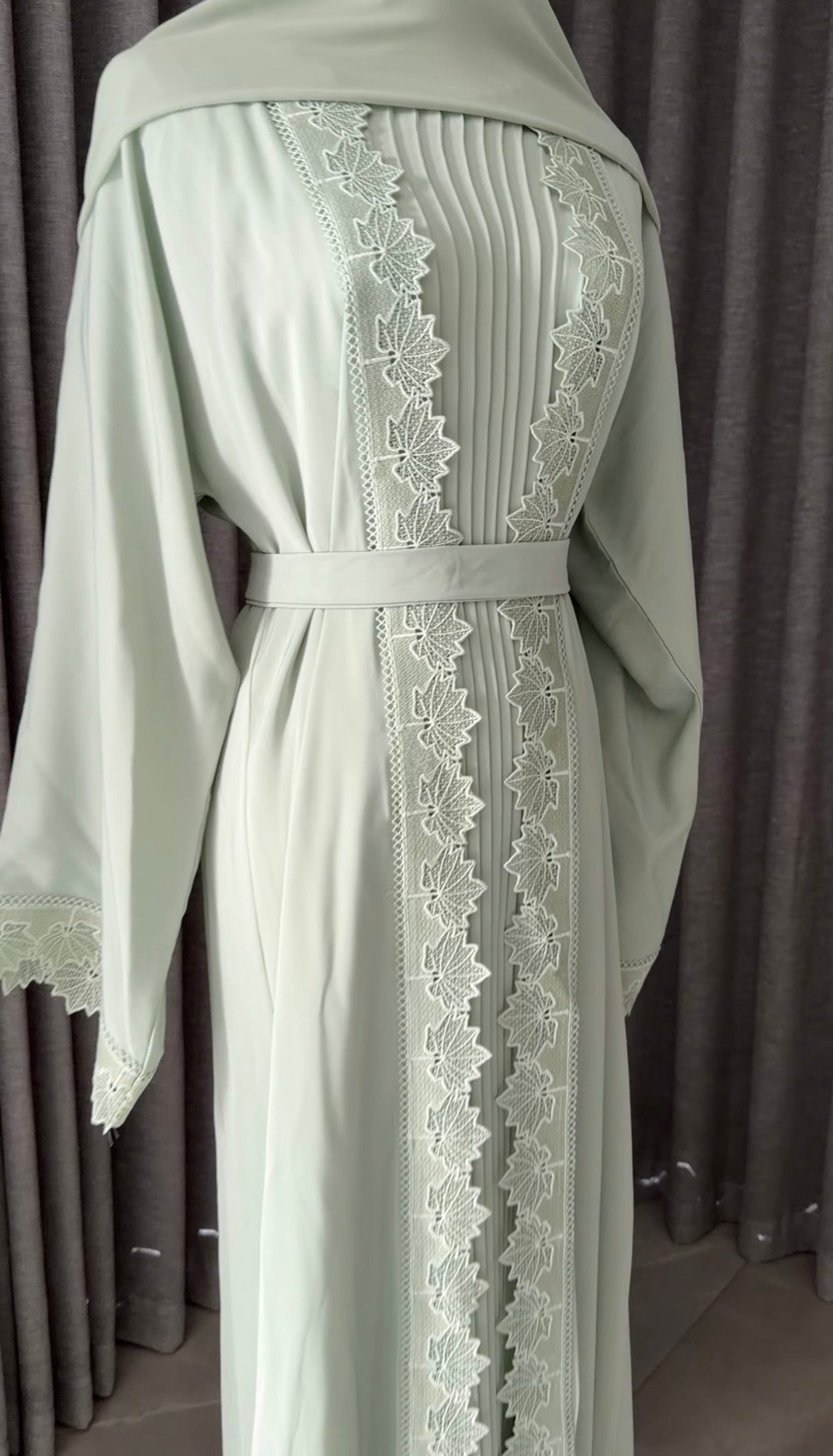 Green Lace Abayah with Inner and Belt