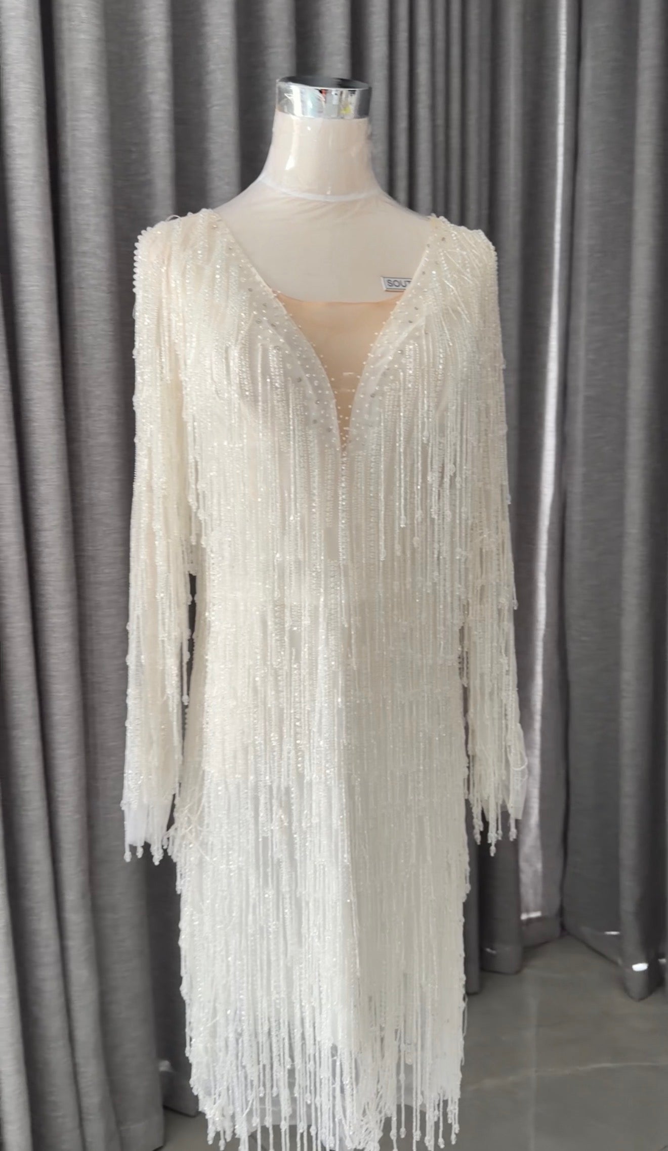 White beaded bridal dress