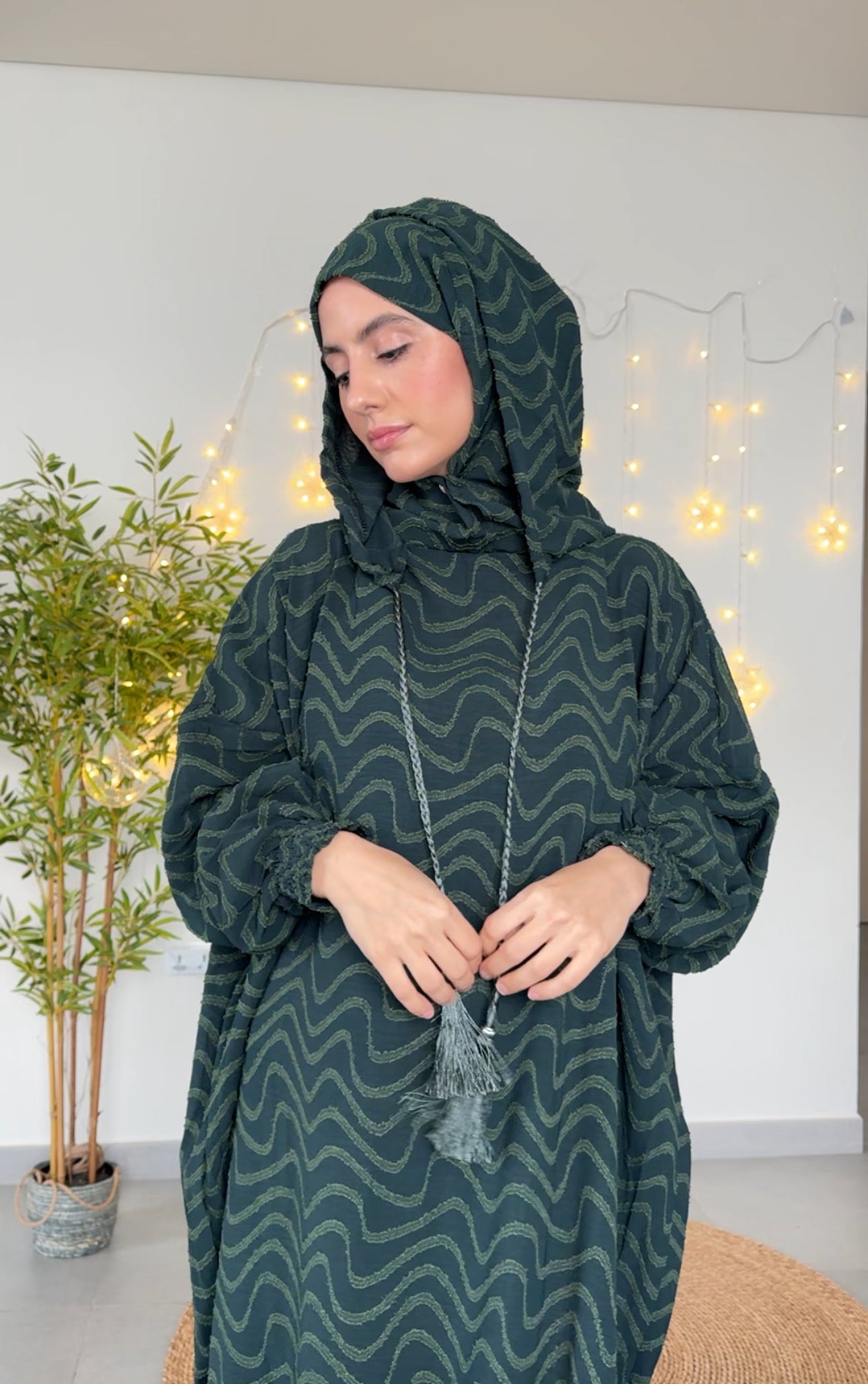 Dark green burqa with pattern