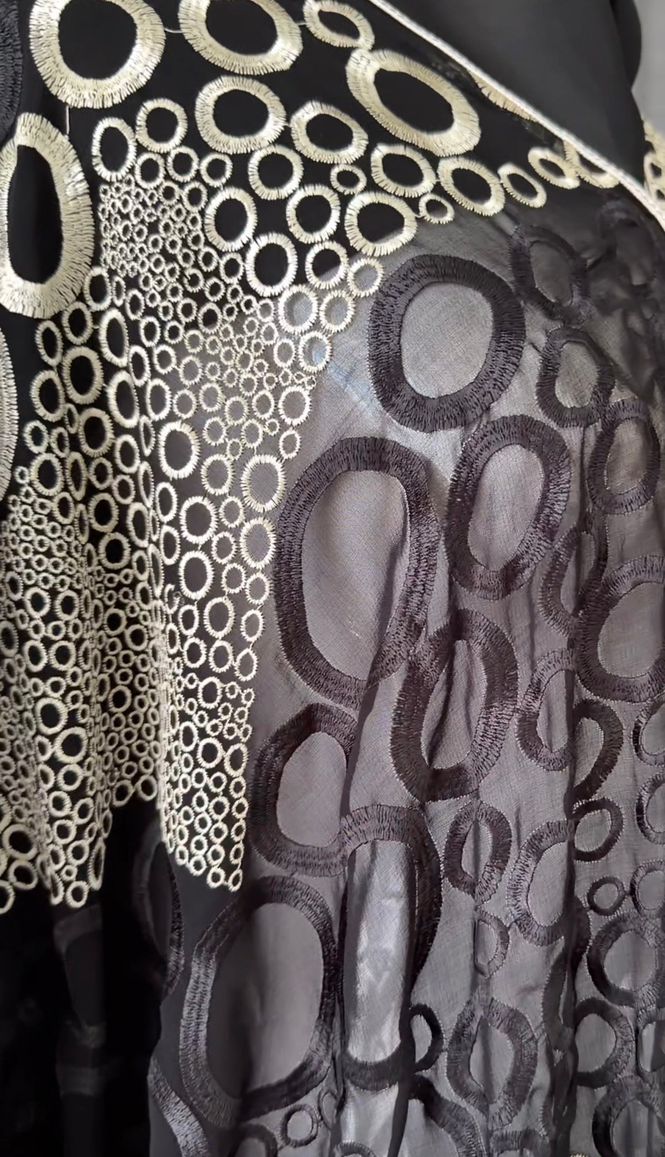 Black Net Abayah with Gold Embroidery Design 2