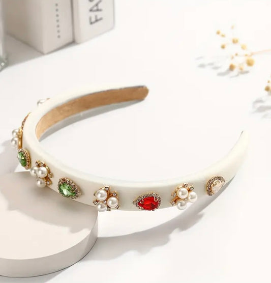 White with stones Alice Band