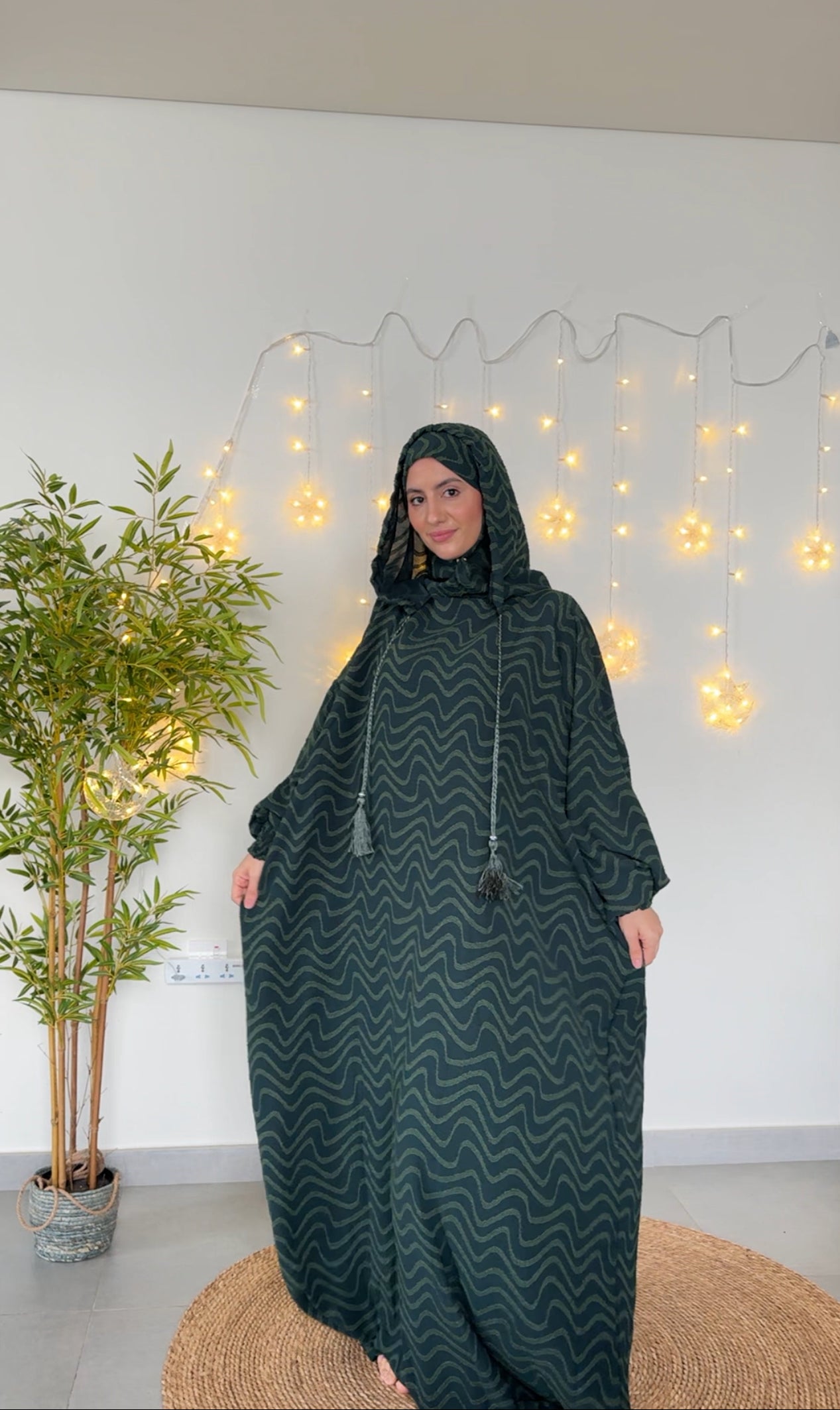 Dark green burqa with pattern