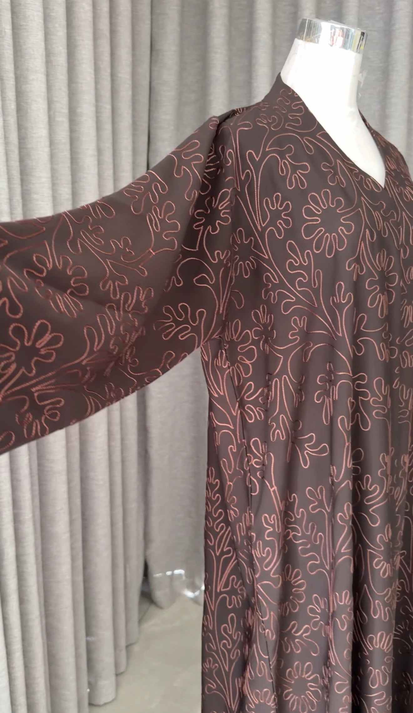 Brown embroidery abayah