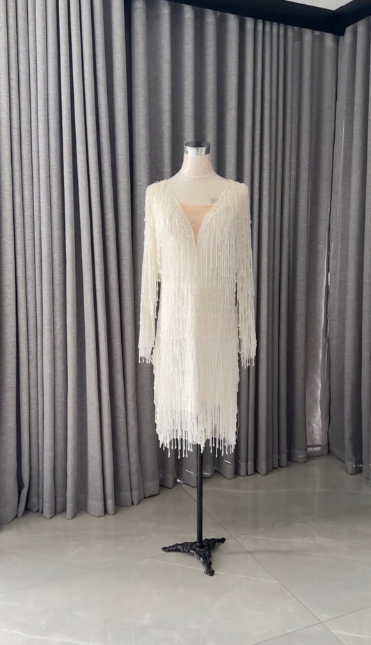 White beaded bridal dress