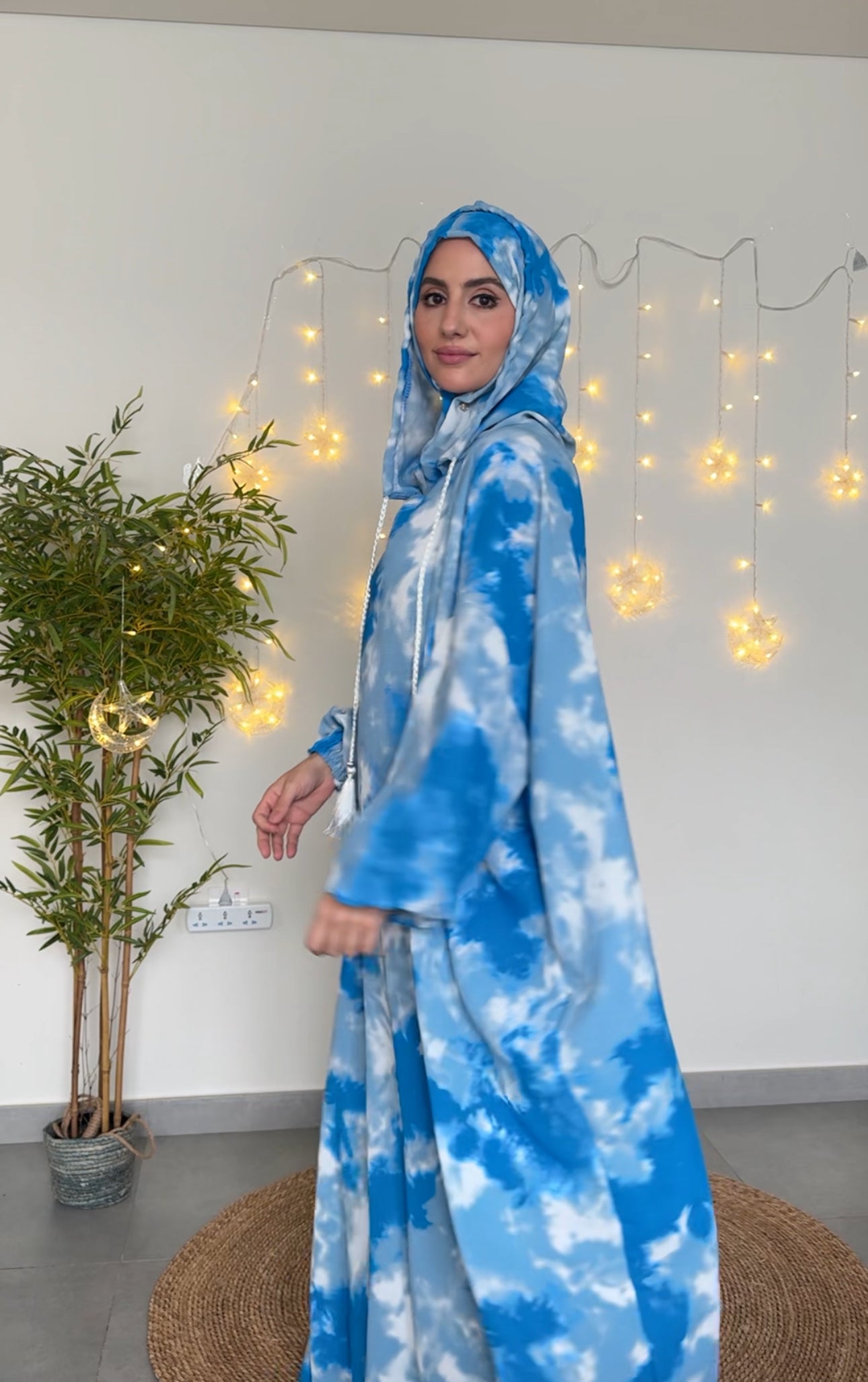 Light blue cloud burqa