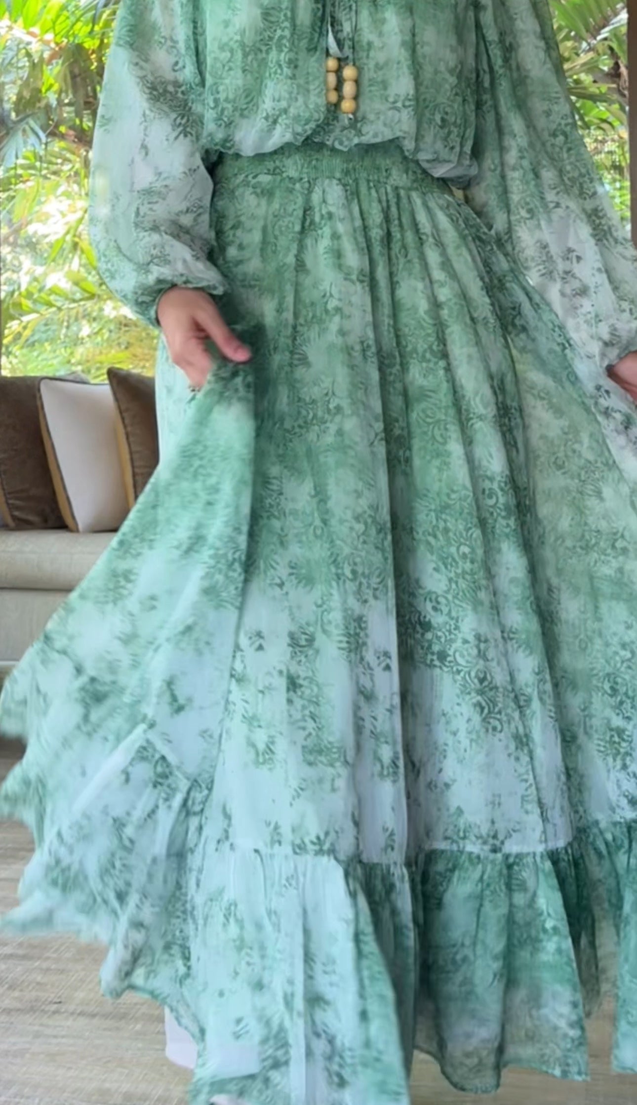 Green flow dress