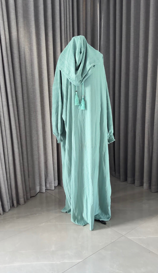 Light blue burqa with vertical lines
