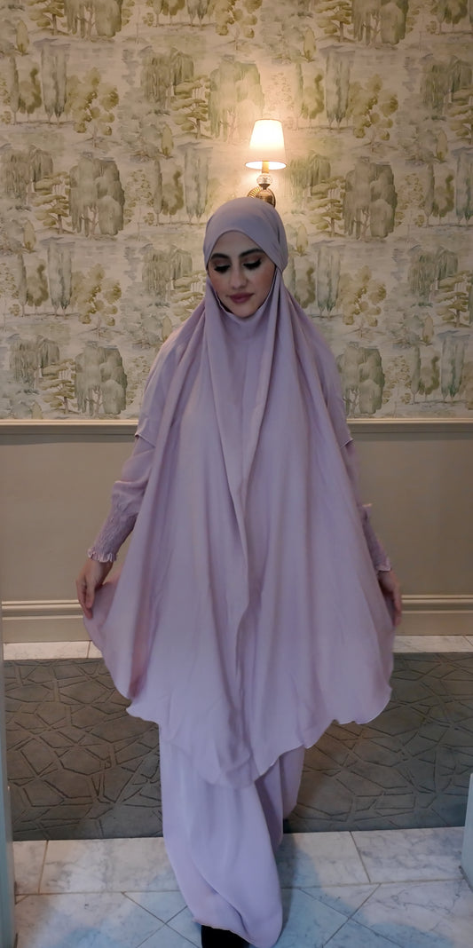 Pink Nada fabric Jilbab with long sleeve inner