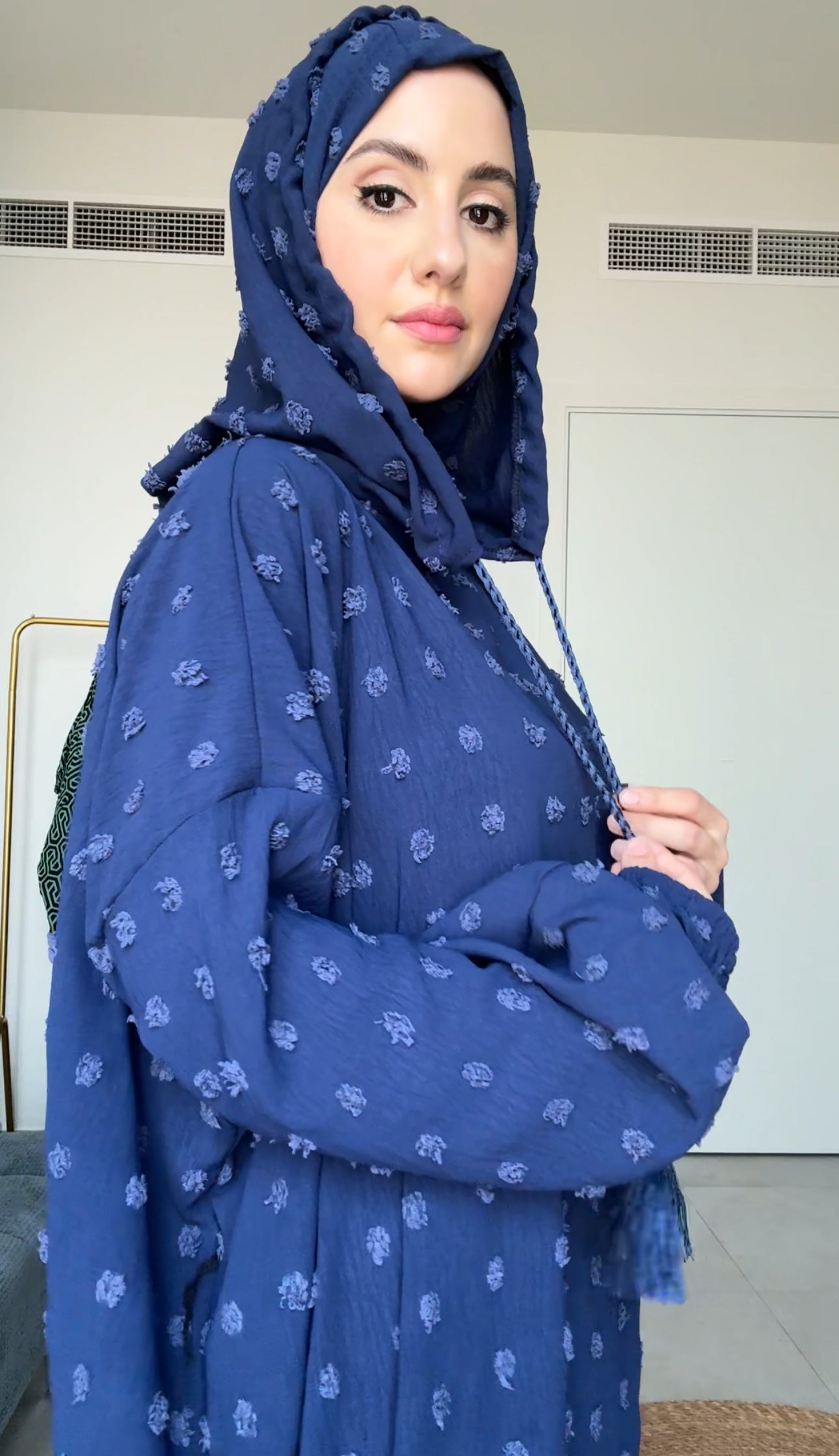 Navy with big dots burqa