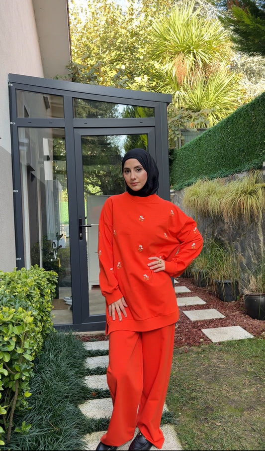 Orange Daisy tracksuit set