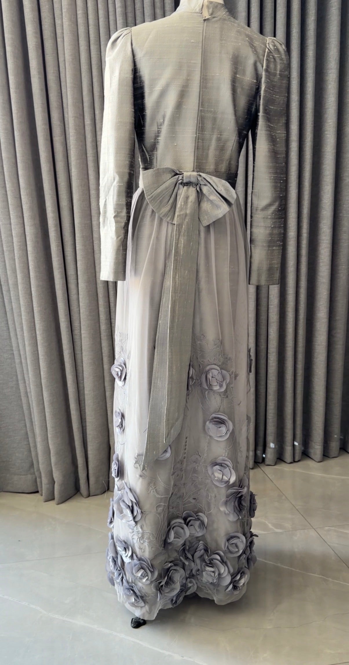 Silver floral lace dress