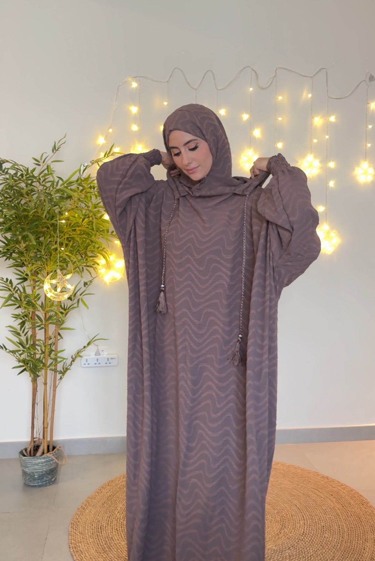 Brown burqa with pattern