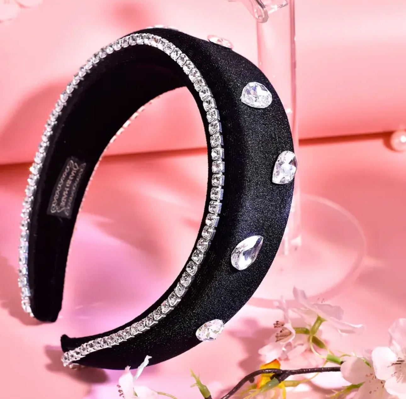 Black Velvet with Diamond Beadwork Alice Band