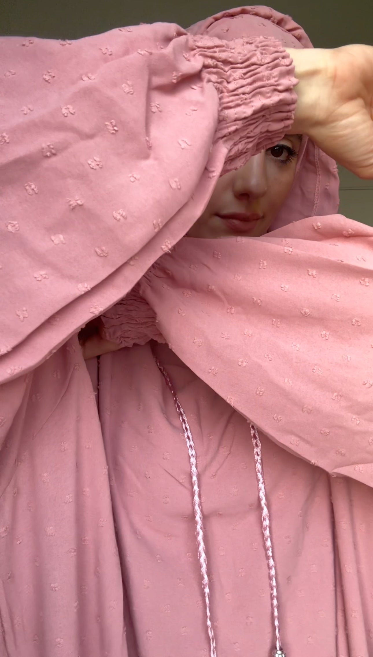 Baby pink burqa with pink dots