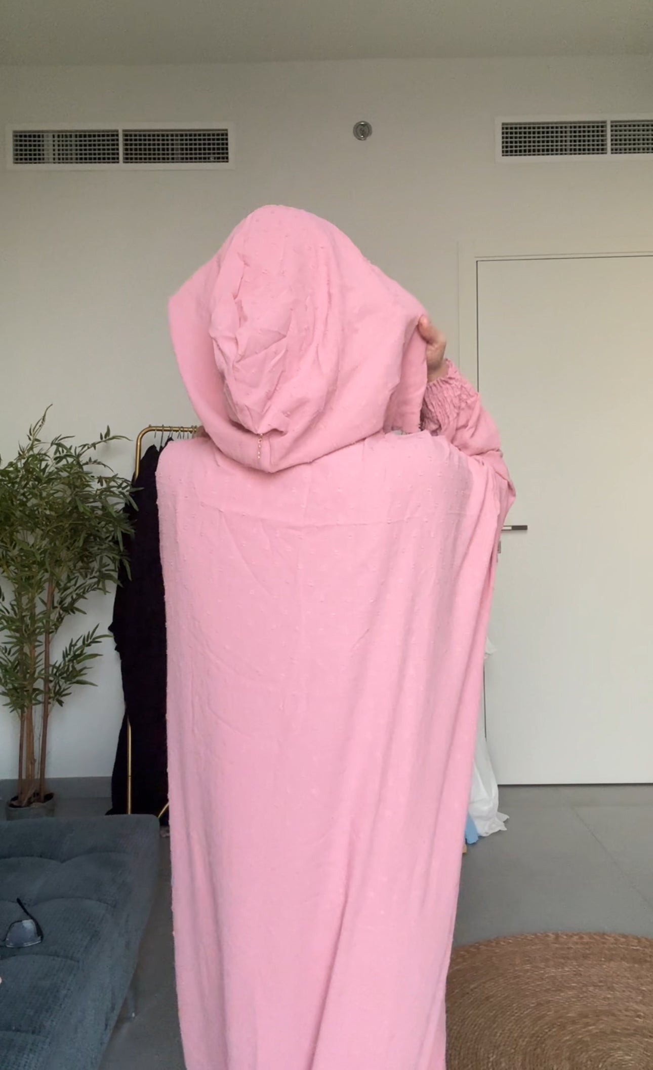 Baby pink burqa with pink dots