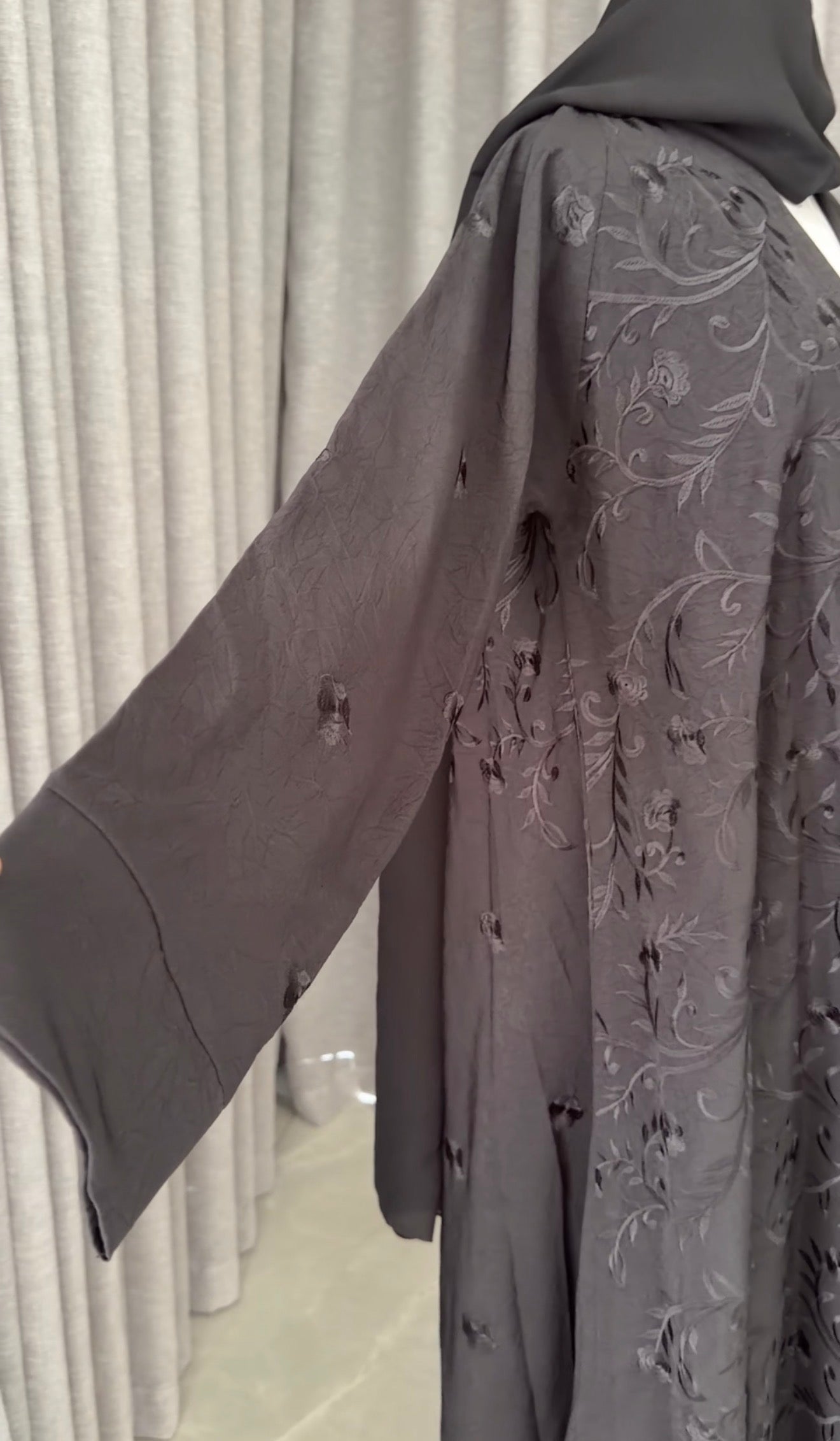 Black embroidery abayah