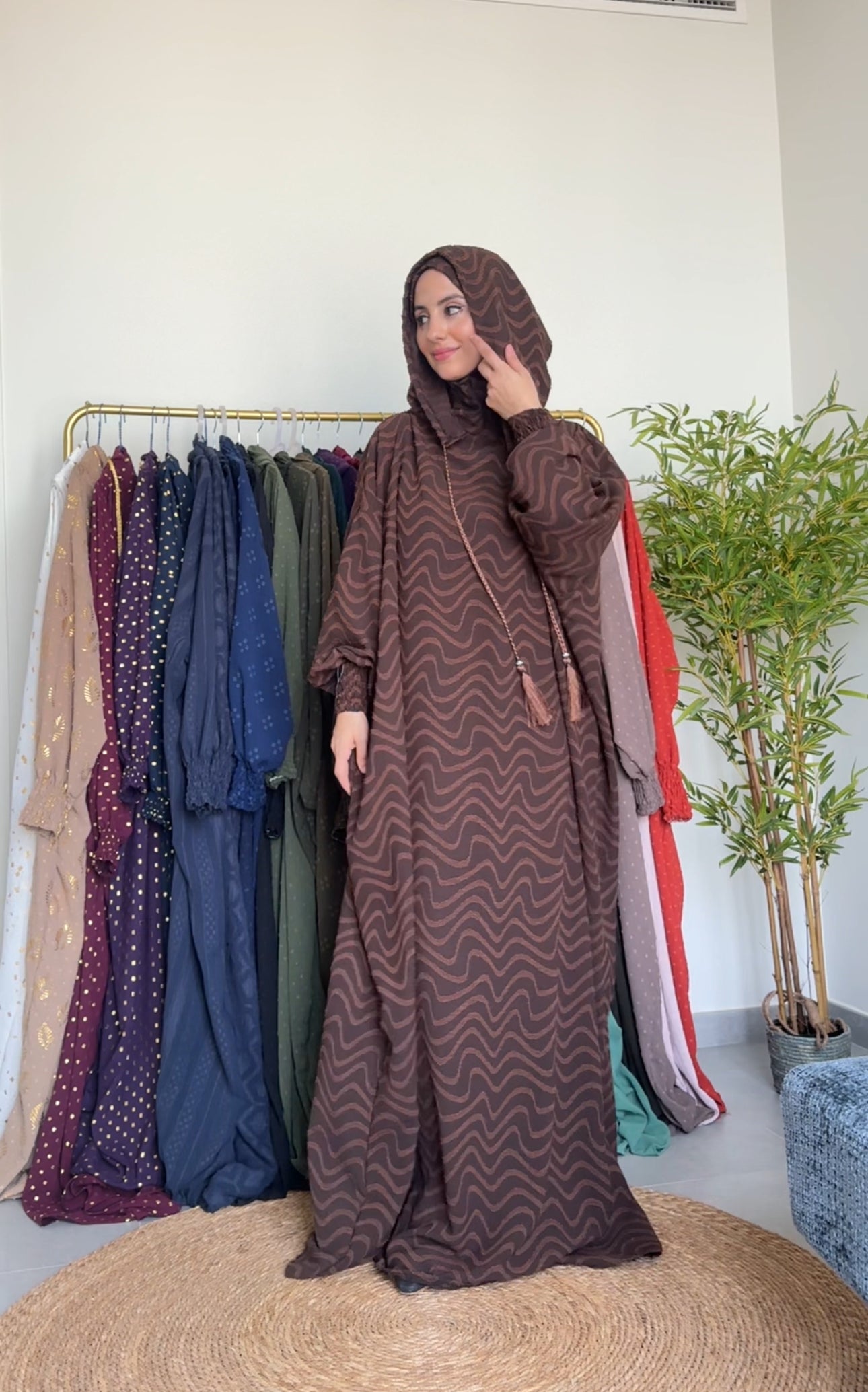 Brown burqa with pattern