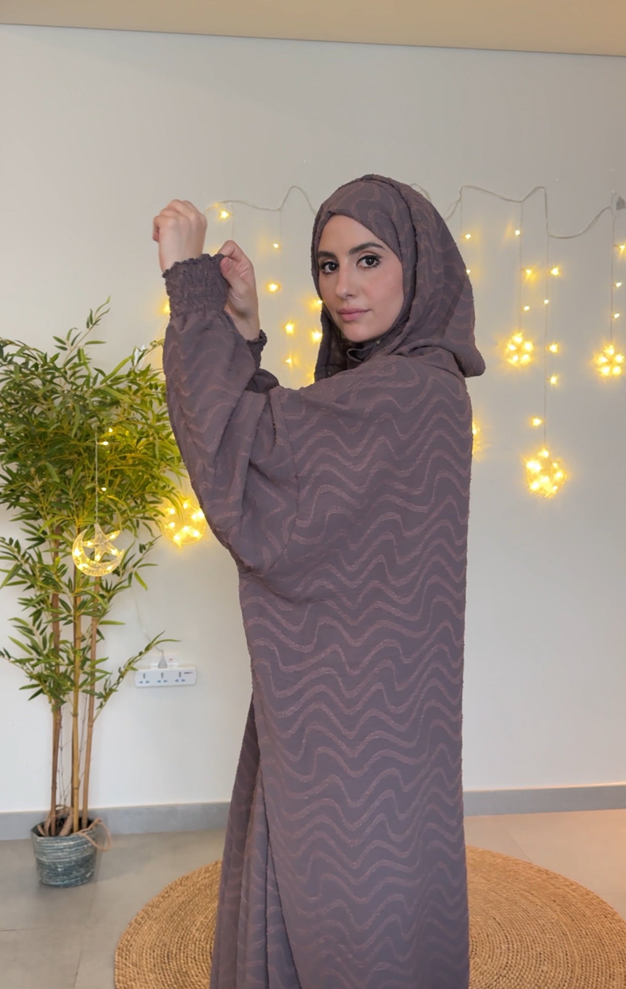 Brown burqa with pattern