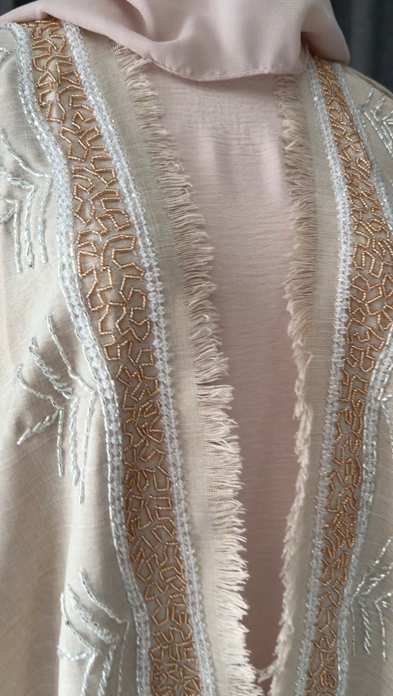 Beige Palm Beaded Abayah