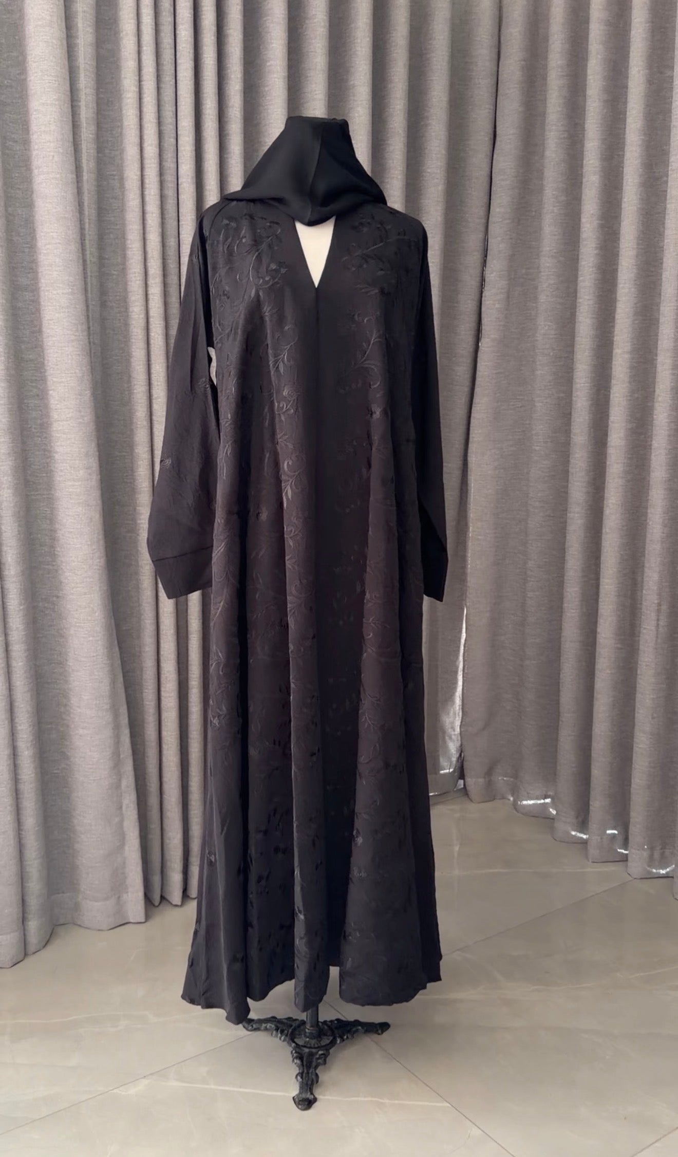 Black embroidery abayah