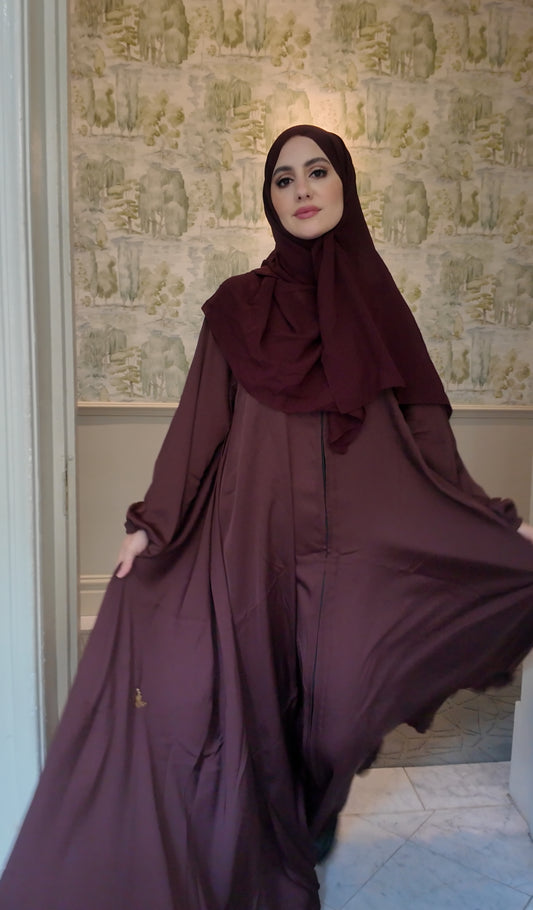 Umber Brown flow Abayah with attached hijab