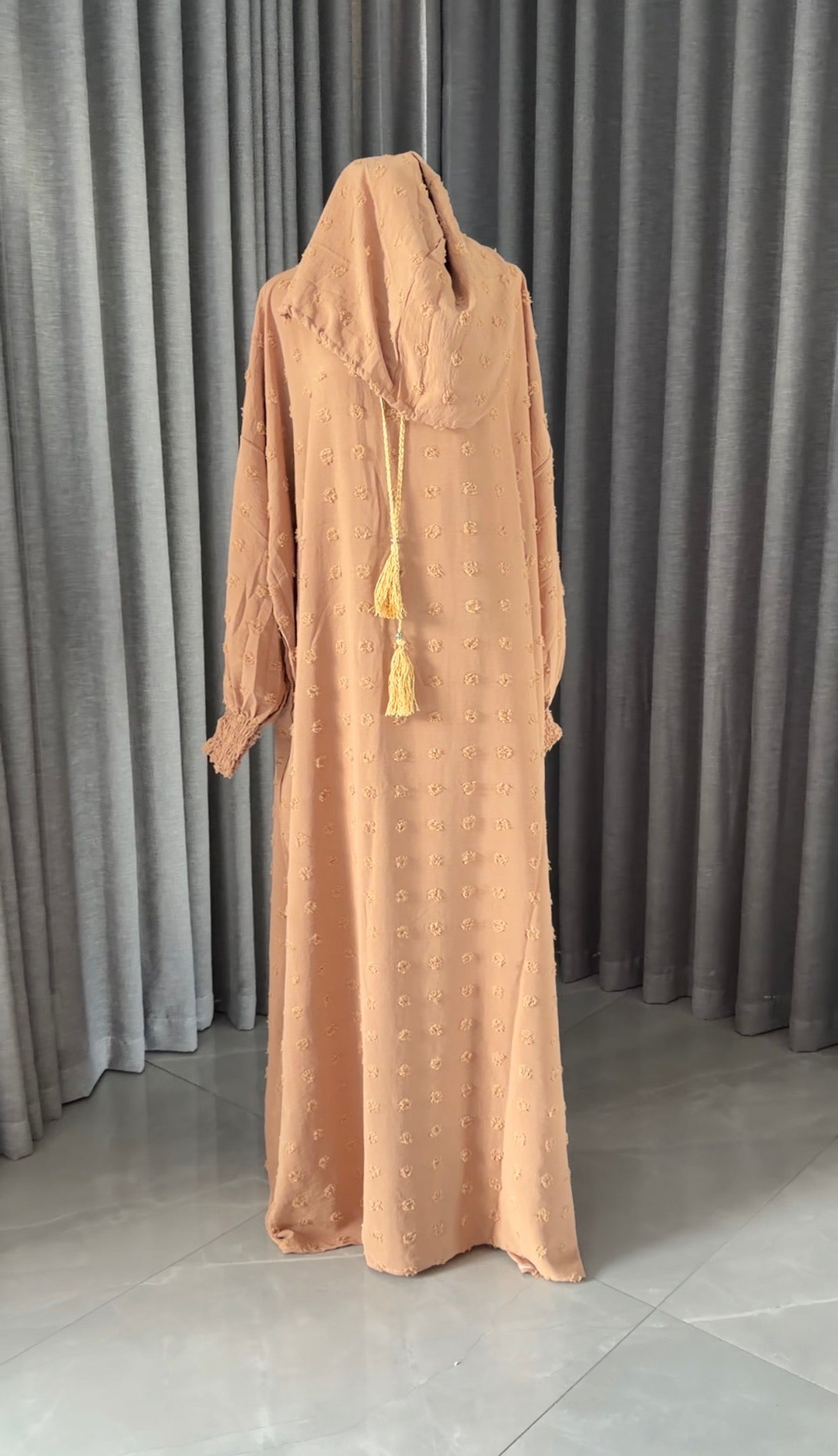 Beige burqa with big dots