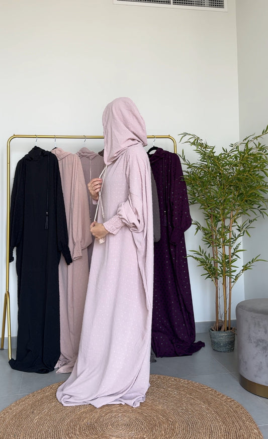 Pinky Beige hoodie burqa with dots