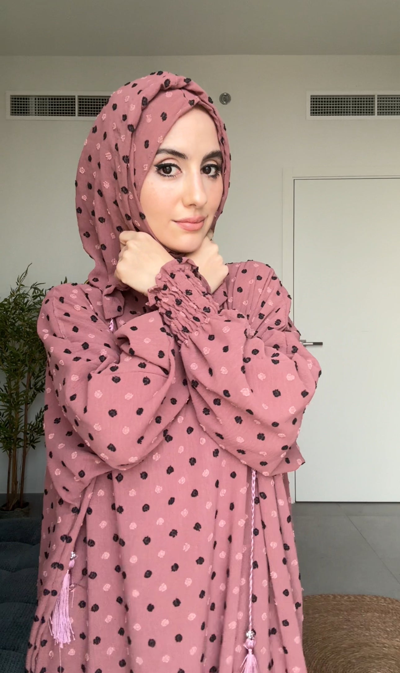 Charisma Coral burqa with black dots