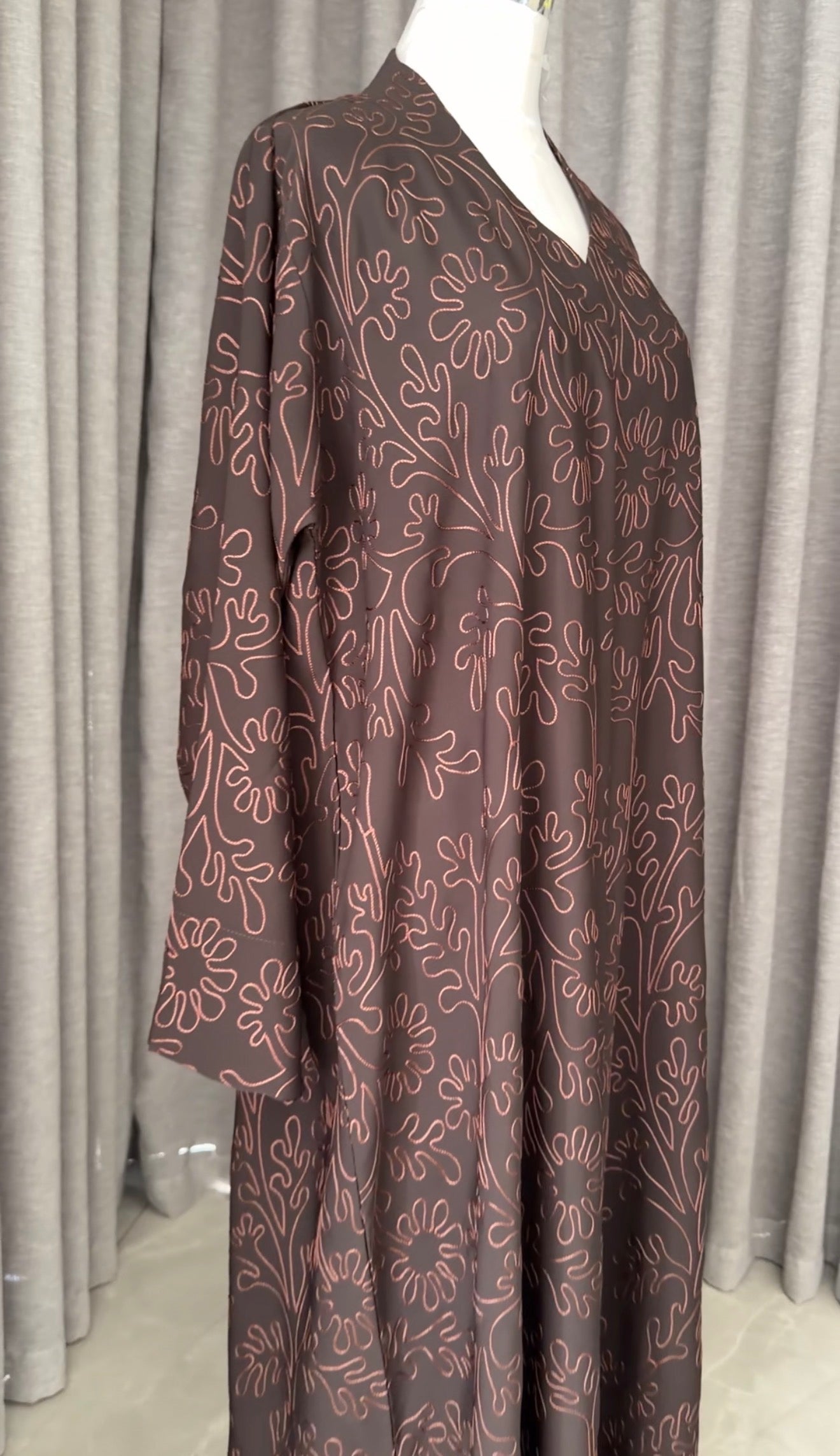 Brown embroidery abayah