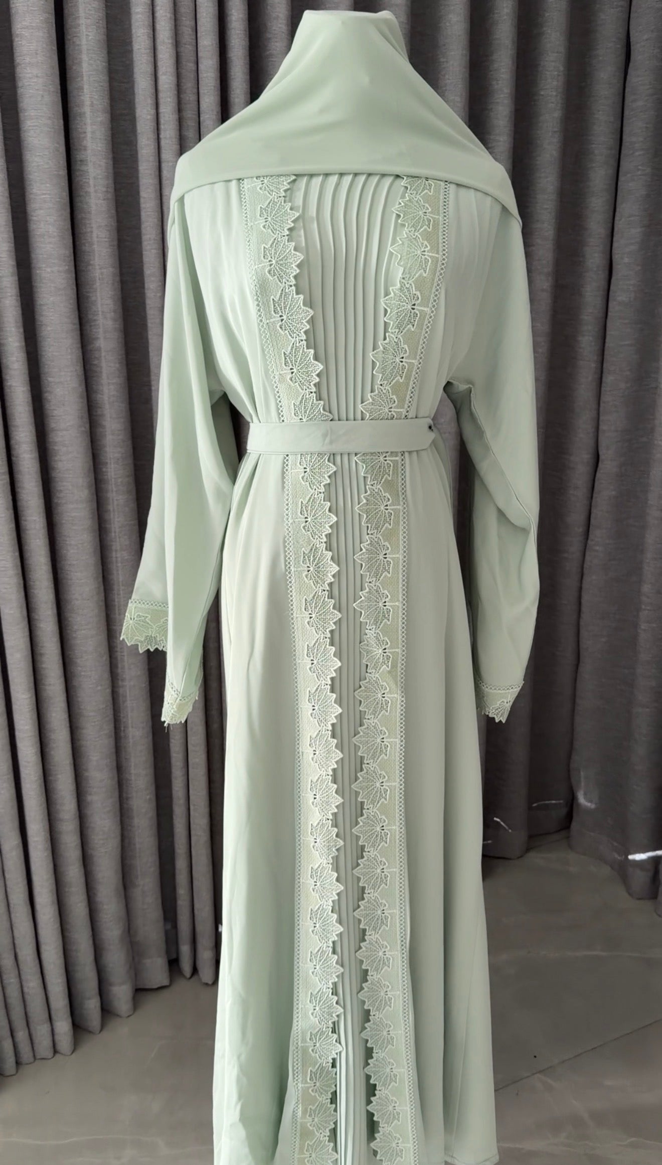 Green Lace Abayah with Inner and Belt