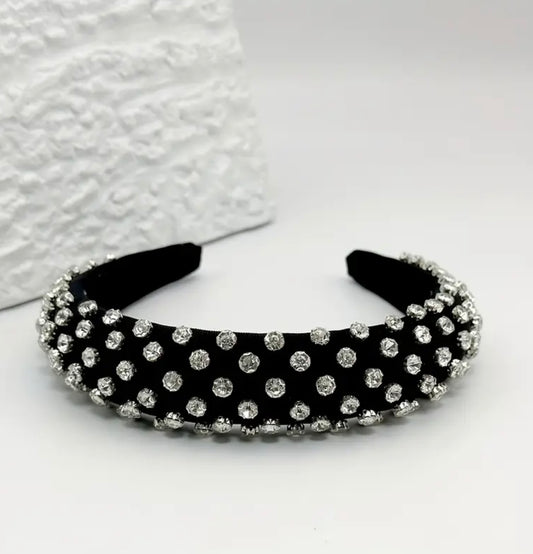 Black with round diamond Beadwork Alice Band