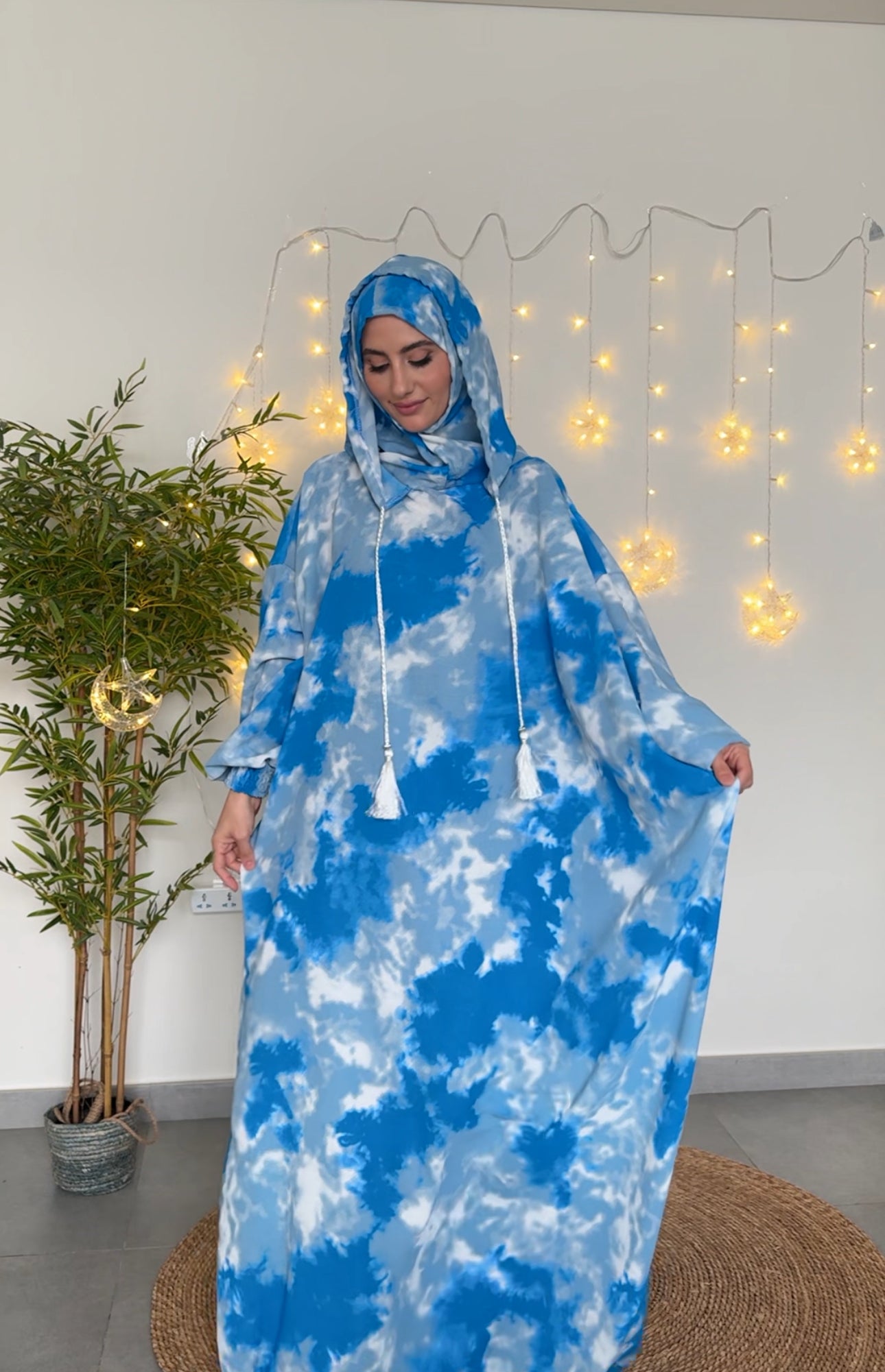 Light blue cloud burqa