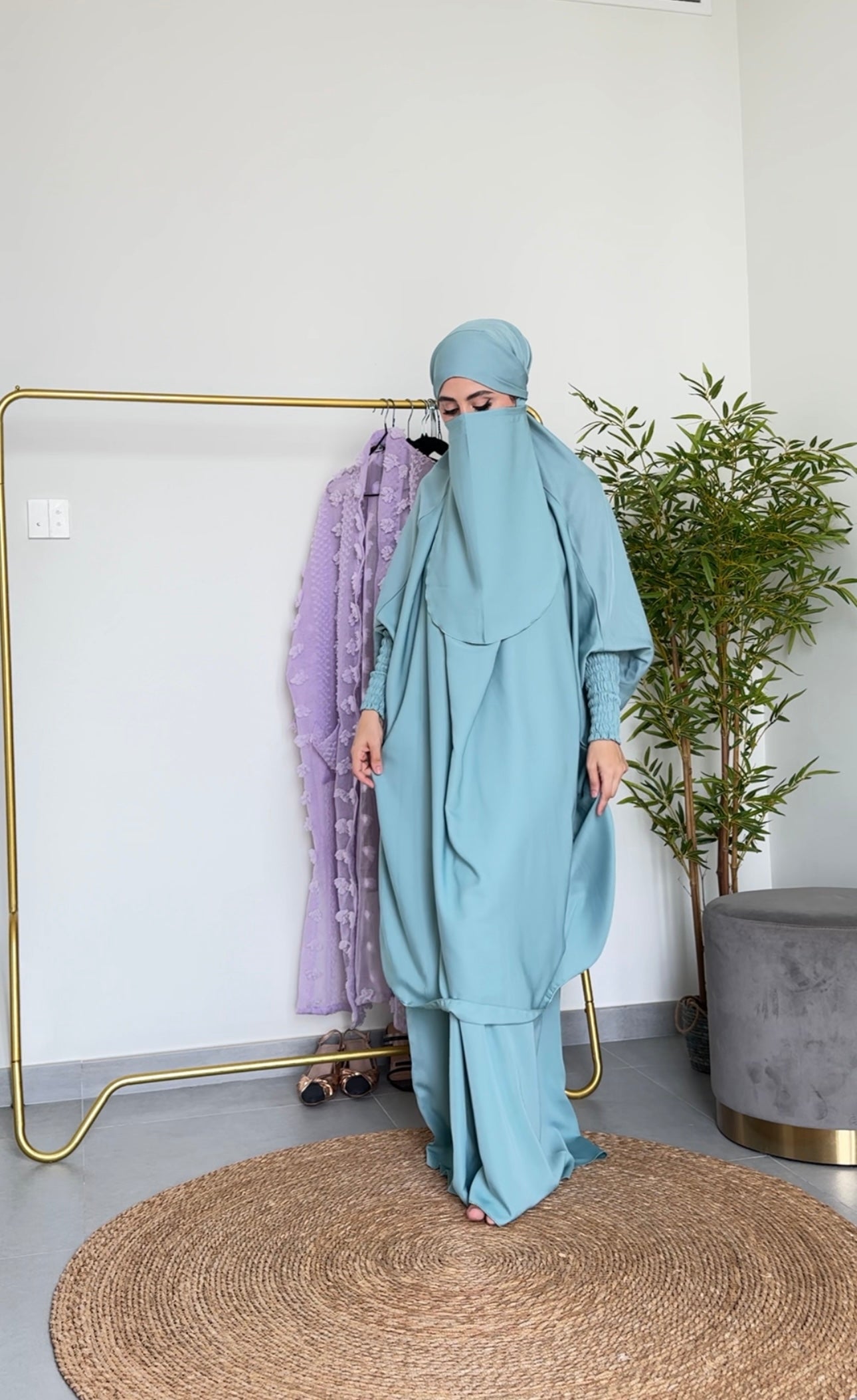 3 piece Sky Blue Jilbab/Khimar with Nikab