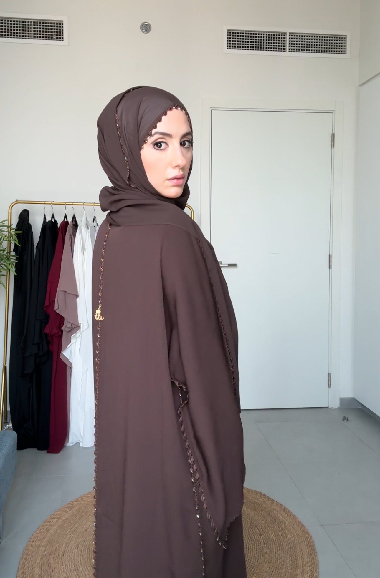 Brown Zoom Abayah with Embrodiery detail