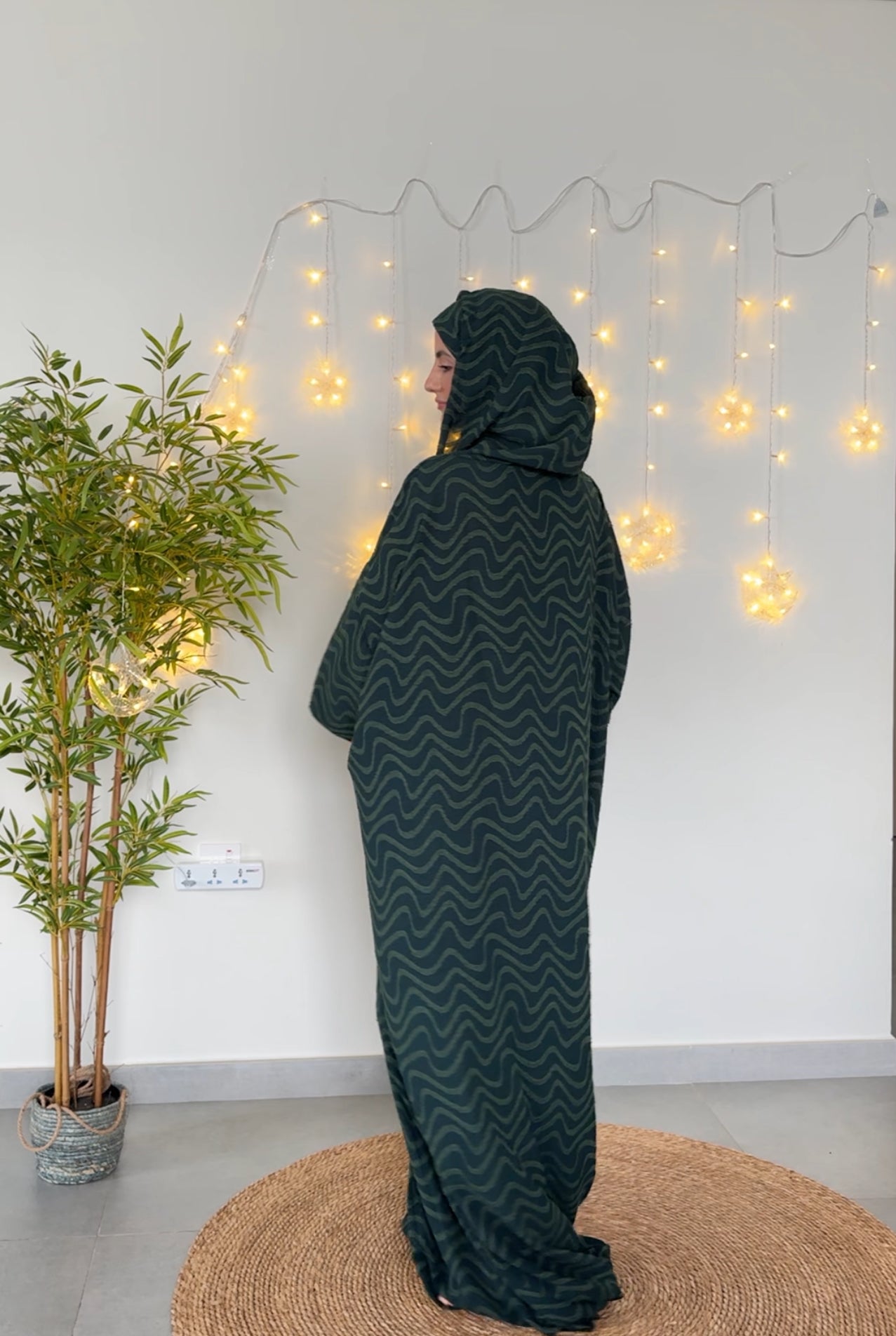 Dark green burqa with pattern