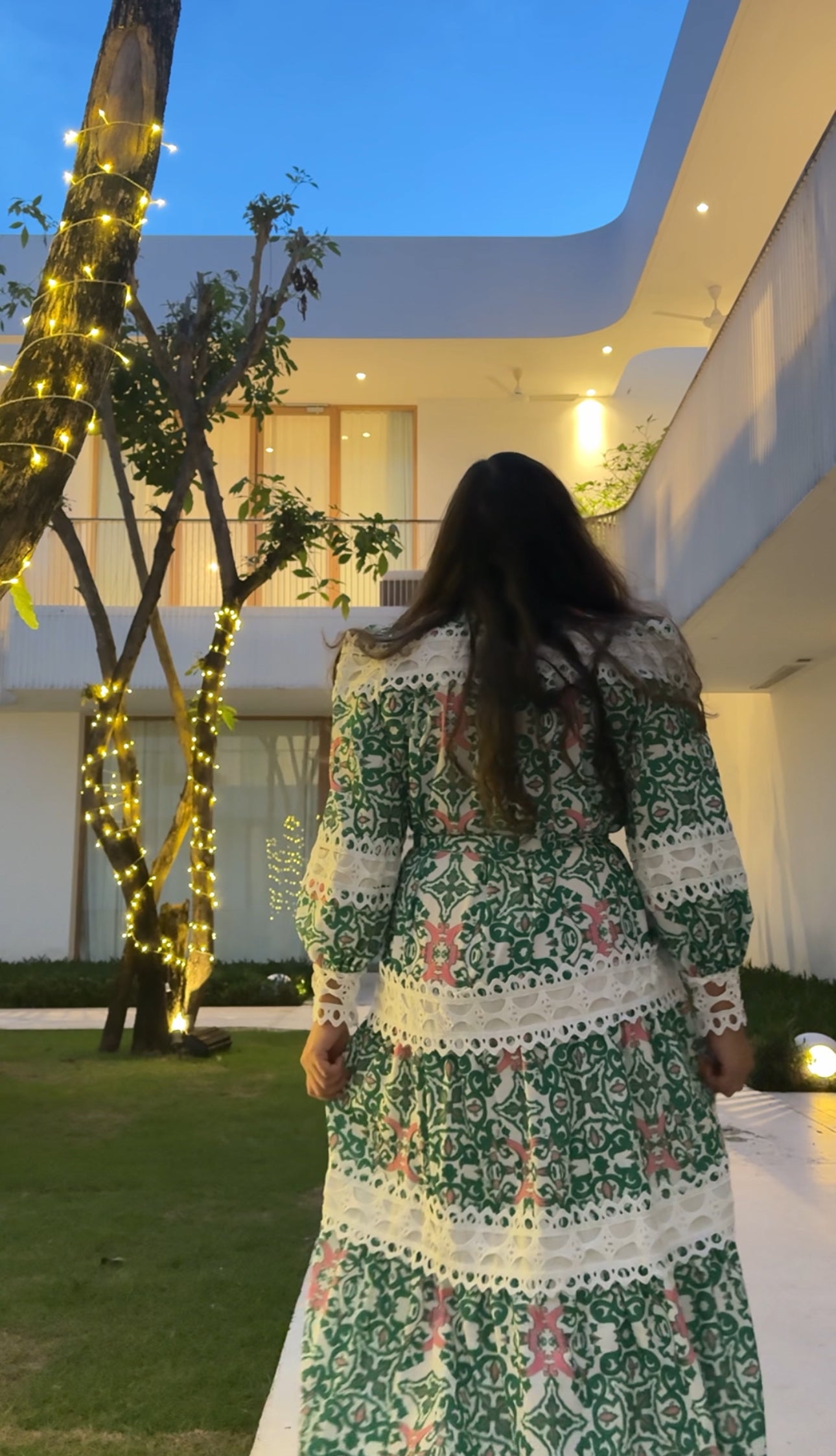 Green lace dress