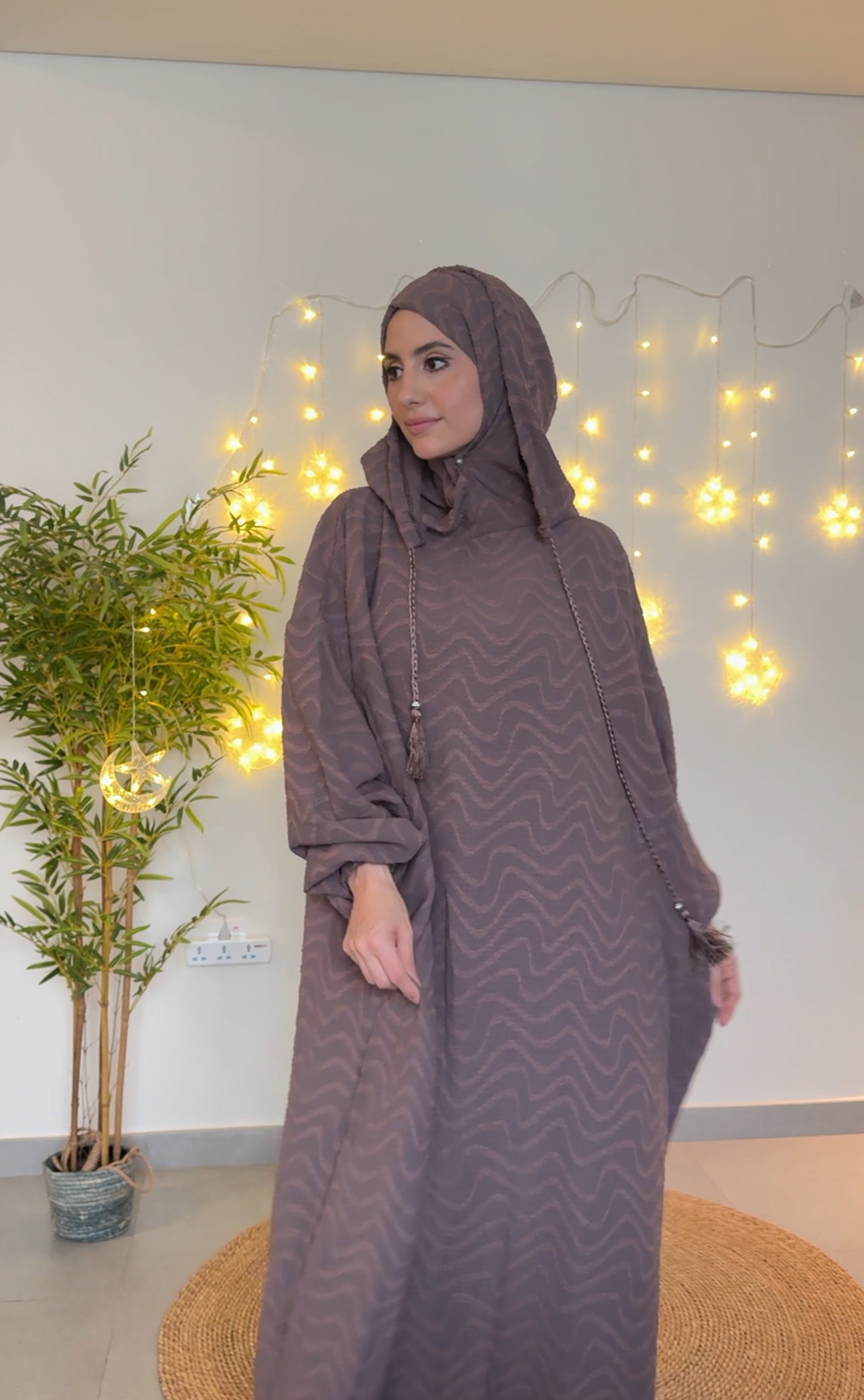 Brown burqa with pattern