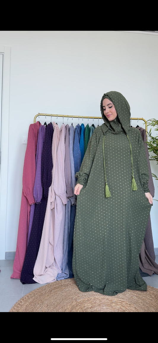 Army green burqa with light dots