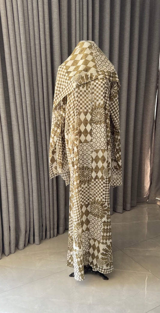 Army Green Geometric Abayah