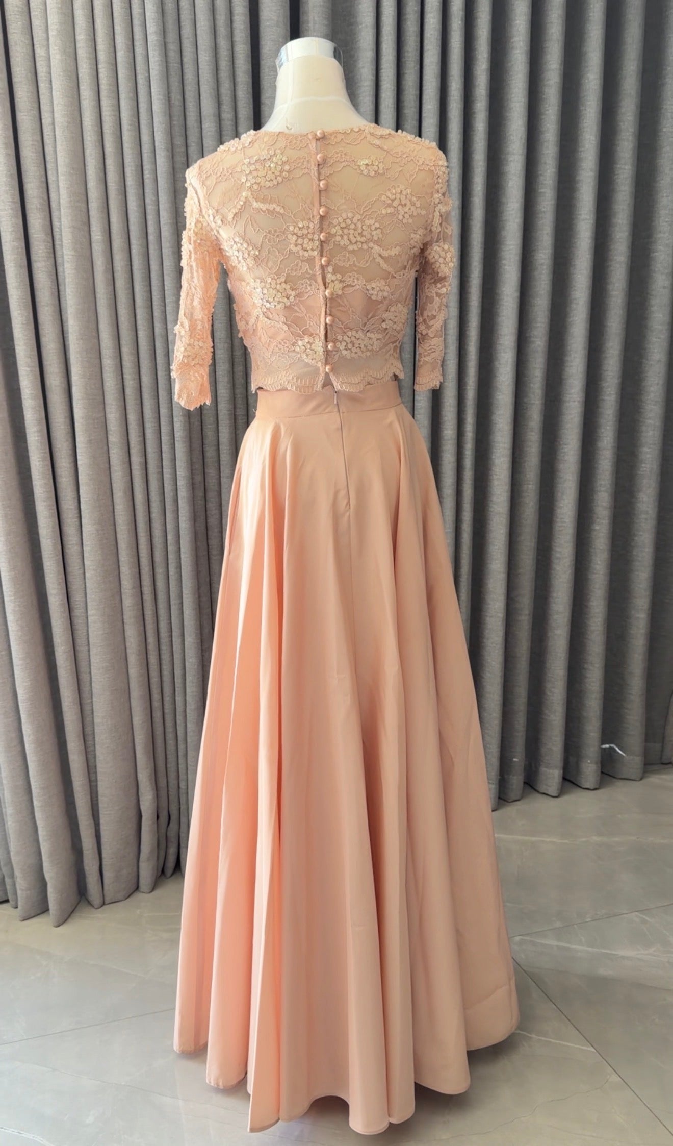 Peach beaded set with skirt