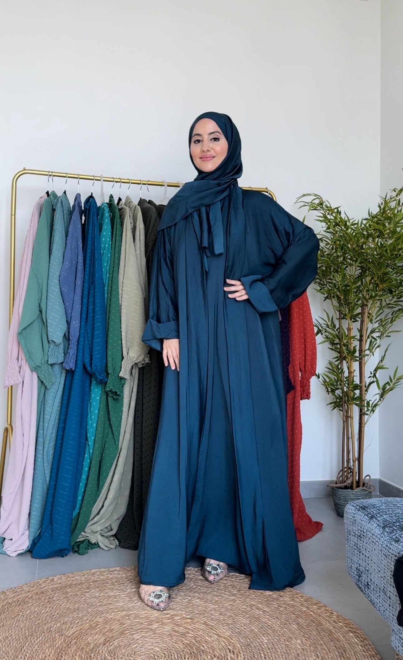 Crystal teal 2 piece abayah with inner