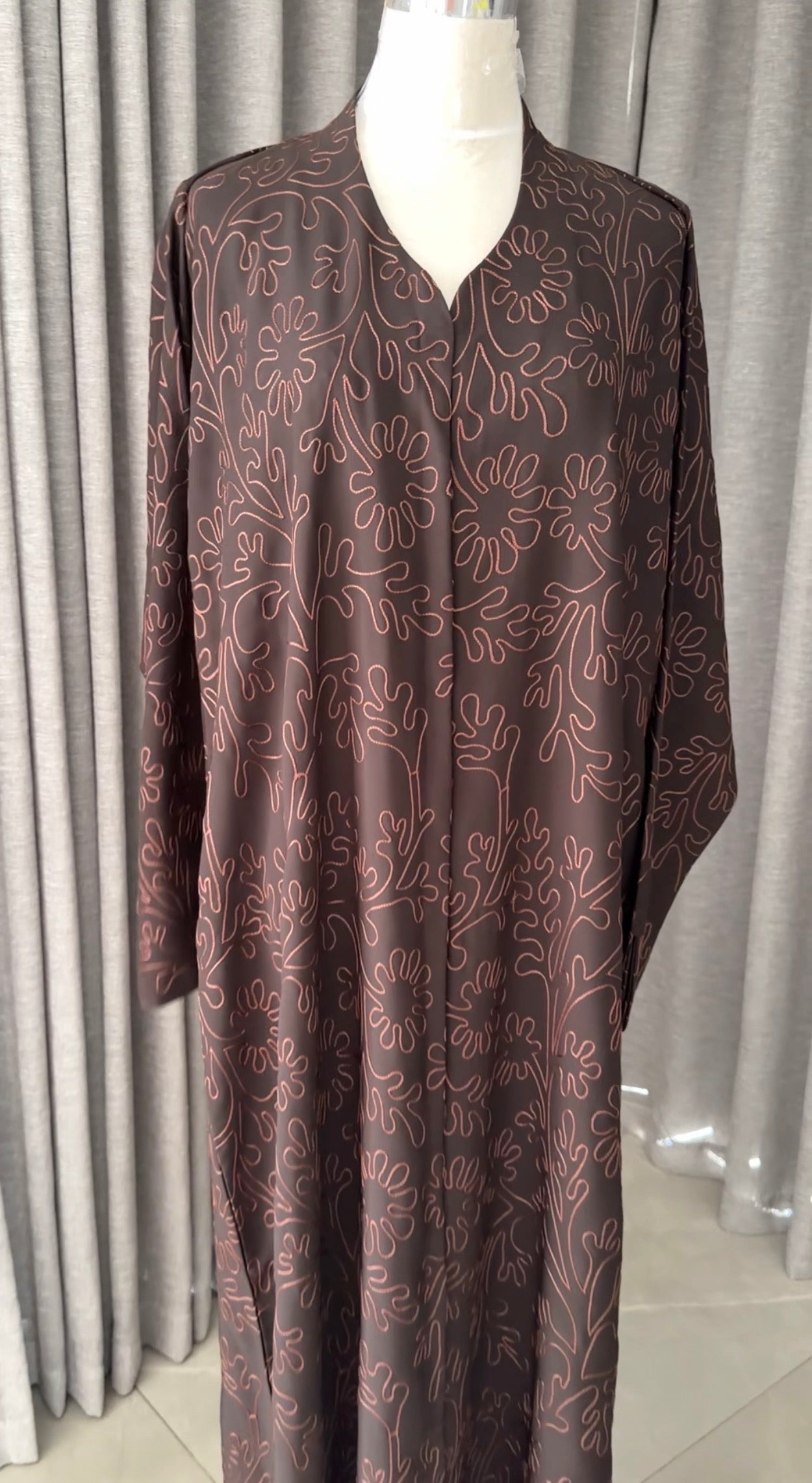 Brown embroidery abayah